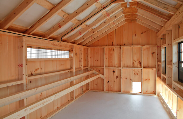 turning a shed into a chicken coop interior 3