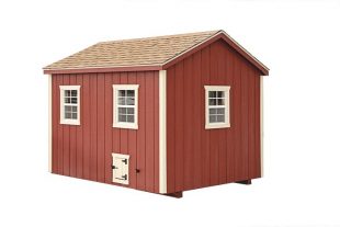 a frame chicken coop Red A80 With Optional Painted Doors Back View 1